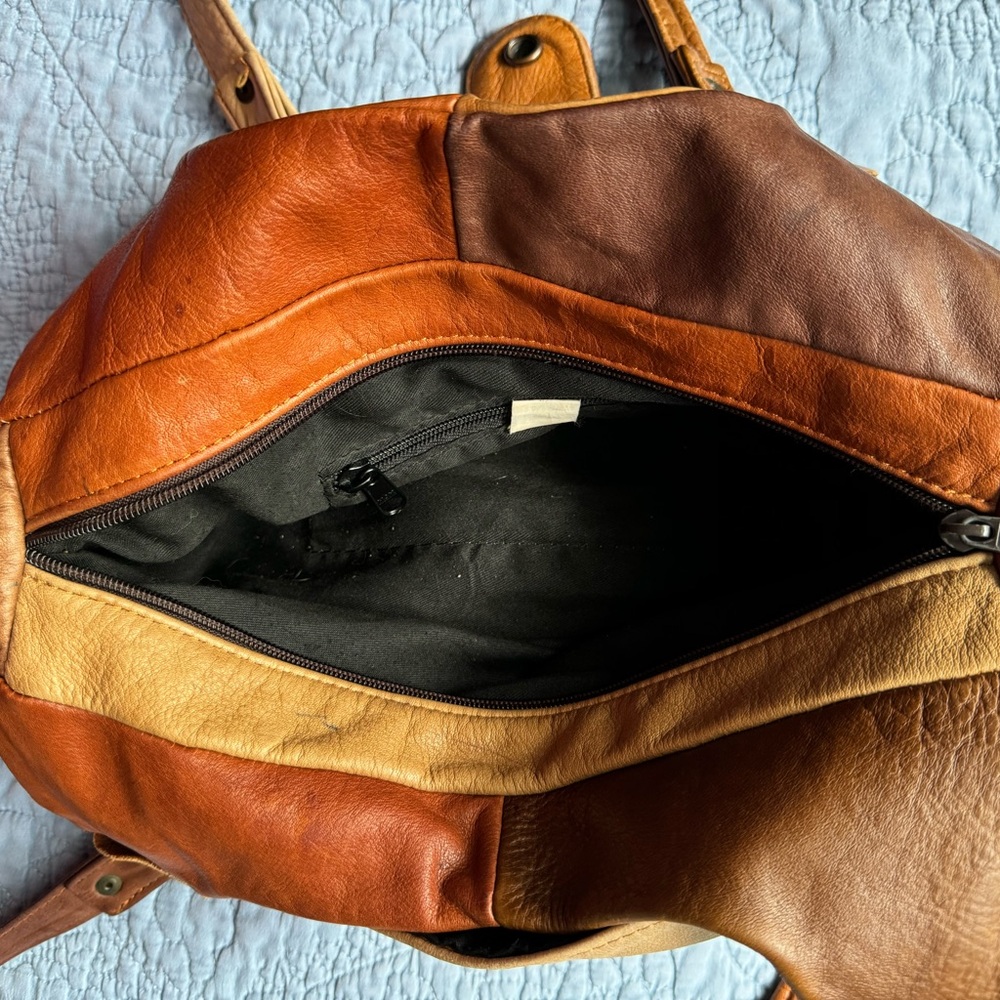 Unique Vintage Patchwork Leather Shoulder Bag - image 6